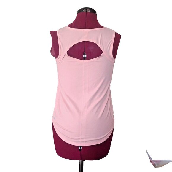 YOGALICIOUS Tank Top Pink womens Size XS Keyhole Back Curved Hem - Picture 2 of 6